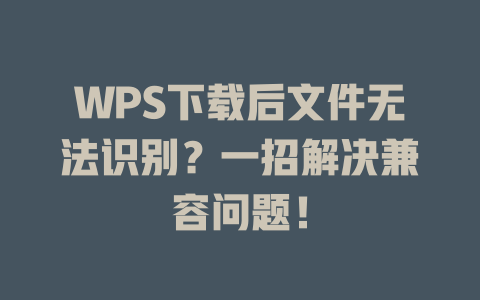 WPS下载后文件无法识别?一招解决兼容问题! 二