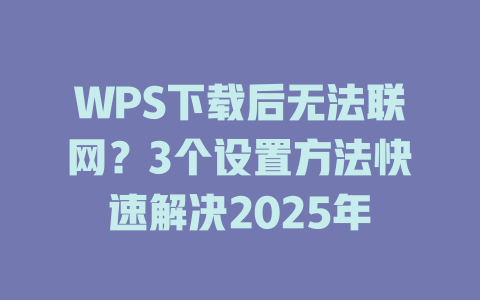 WPS下载后无法联网?3个设置方法快速解决2025年 二