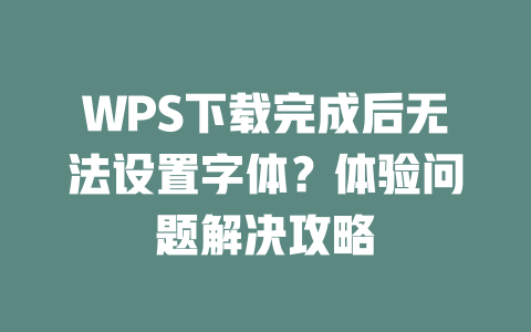 WPS下载完成后无法设置字体？体验问题解决攻略 二