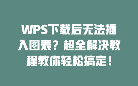 WPS下载后无法插入图表?超全解决教程教你轻松搞定! 二