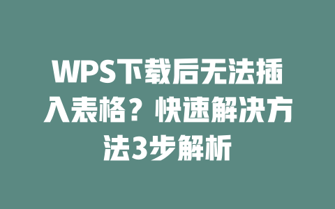 WPS下载后无法插入表格？快速解决方法3步解析 二
