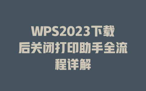 WPS2023下载后关闭打印助手全流程详解 二