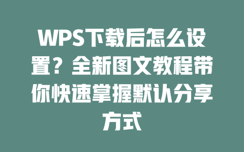 WPS下载后怎么设置？全新图文教程带你快速掌握默认分享方式 二