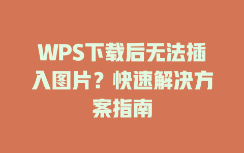 WPS下载后无法插入图片?快速解决方案指南 二